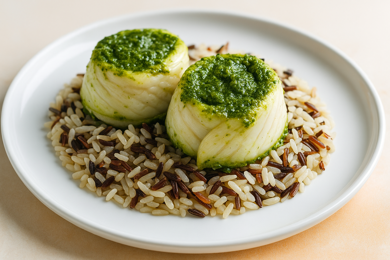 Sole Pesto Rolls with Mixed Wild Rice